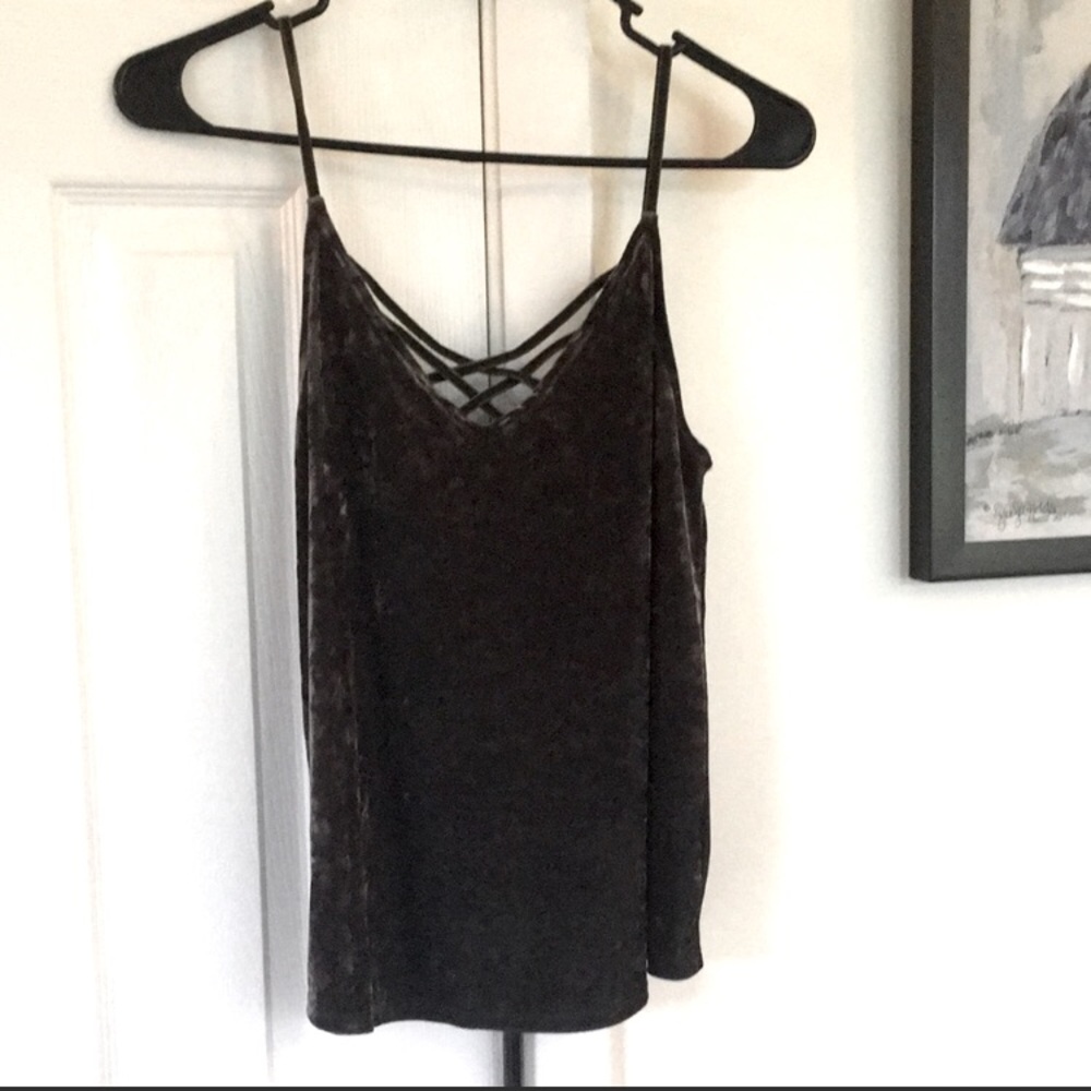 AMERICAN EAGLE Green Velvet Strappy Top S